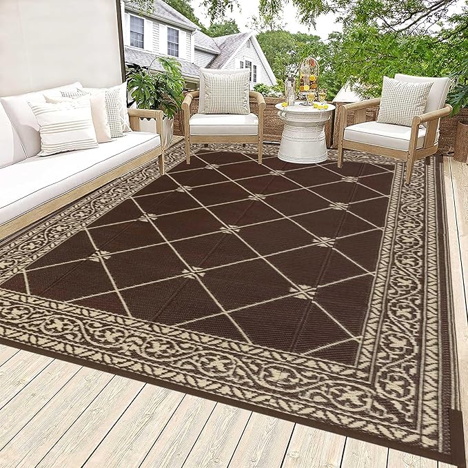 HiiARug Reversible Outdoor Rug 5'x7' Plastic Straw Rugs for Patios RV Camping Mat Reversible Mats Large Floor Mat for RV Outside, Backyard, Deck, Picnic, Beach, Trailer, Camping
