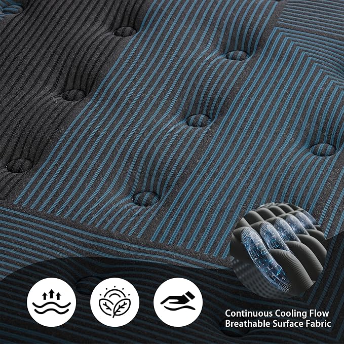 inight King Size Mattress, 12 Inch King Mattress in a Box, Durable Hybrid Mattresses with Gel Memory Foam & Pocket Springs, Medium Firm Feel, Pressure Relief, Cooling, Edge Support, Motion Isolation