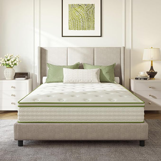 Queen Mattress, 14 Inch Queen Size Hybrid Mattress with Individually Pocket Innerspring for Cooling Motion Isolation & Silent Sleep, Pressure Relief, Edge Support,Medium Firm