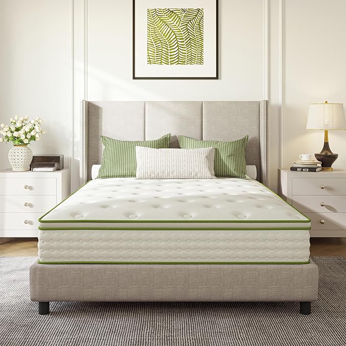 King Mattress, 14 Inch King Hybrid Mattress with Individually Pocket Innerspring for Cooling Motion Isolation & Silent Sleep, Pressure Relief, Edge Support,Medium Firm