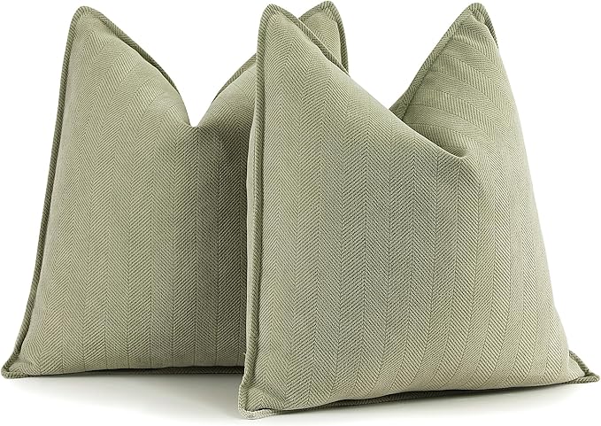 ZWJD Sage Green Pillow Covers 26x26 Set of 2 Chenille Throw Pillow Covers with Elegant Design Soft and Luxurious Decorative Throw Pillows for Couch, Bed, and Home Decor