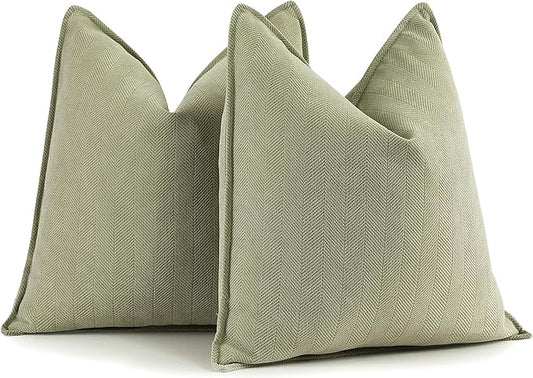 ZWJD Sage Green Pillow Covers 26x26 Set of 2 Chenille Throw Pillow Covers with Elegant Design Soft and Luxurious Decorative Throw Pillows for Couch, Bed, and Home Decor