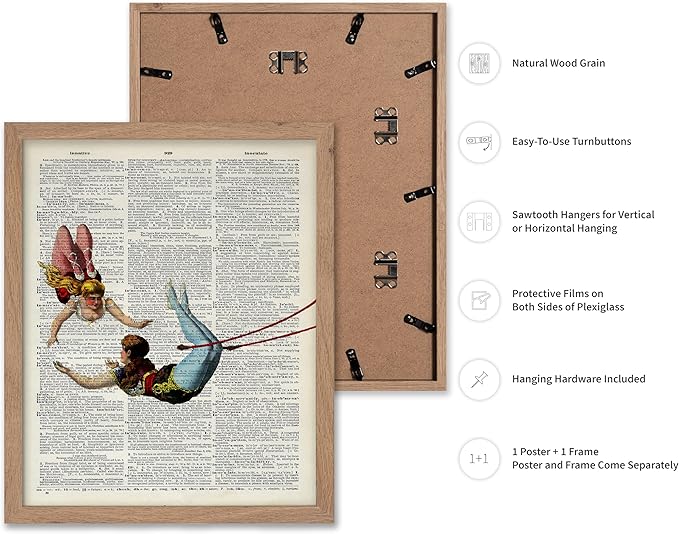 Poster Master Dictionary Art Poster - Acrobat Print - Circus Art - Entertainment Art - Gift for Men, Women & Performer - Chic Decor for Living Room, Bedroom, Dorm or Office, 8x10 Beige Framed