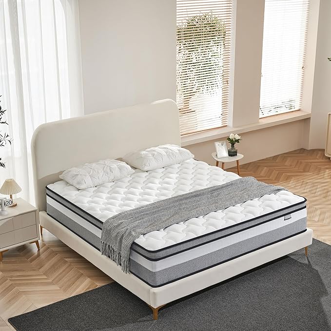 King Mattress, 12 Inch King Size mattresses | Medium Firm - Cooling Gel Memory Foam & Zoned Pocket Coils for Pressure Relief, Spinal Alignment & Extra Lumbar Support | Motion Isolation |