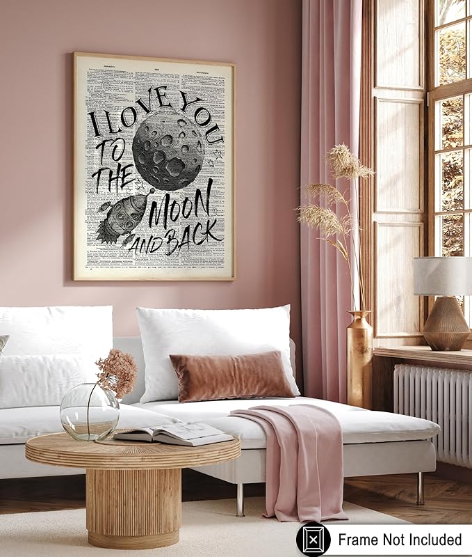 Poster Master Dictionary Art Poster - I Love You To The Moon and Back Print - Motivational Art - Gift for Him, Her & Lovers - Romantic Decor for Dorm, Bedroom or Living Room - 11x14 UNFRAMED Wall Art