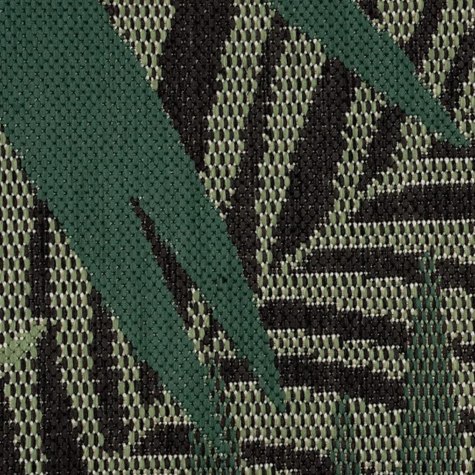 Indoor & Outdoor Rug Flat-Weave Jungle Floral Palm Trees Design Black Green, Size: 6'7" x 9'6"