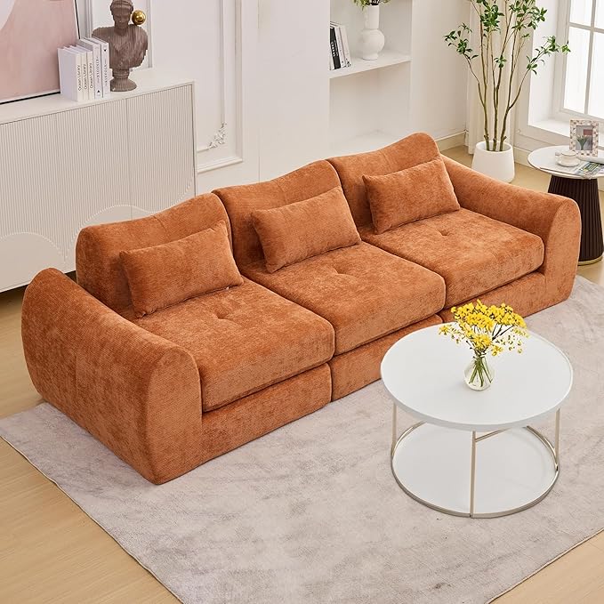 MAXMAXX 102" Cloud Sofa, 4-in-1 Folding Sofa Bed, Floor-Standing Boneless Couch, Futon Sofa Bed for Living Room, Bedroom and Entertainment Room(Orange)