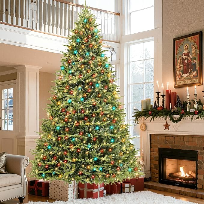 HOLLO STAR 12 ft Prelit Christmas Tree with 1800 LED Lights, App Control, Aspen Artificial Christmas Tree, Multi-Color RGBW Lights, 8334 PE & PVC Branch Tips, for Villa, Mall, Party