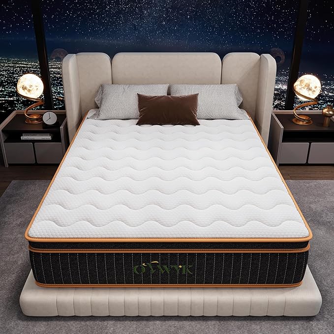 King Mattress 12 Inch, Hybrid Mattress King Size Bed in a Box, Memory Foam and Individual Pocket Springs, Edge Support, Motion Isolation & Pressure Relief, Medium Firm, 365-Night Trial