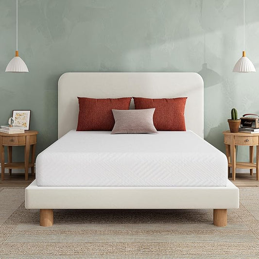 EGO White 10 inch King Memory Foam Mattress, Gel Green Tea Mattress Bed in a Box, CertiPUR-US Certified, 76"x80", Medium Firm