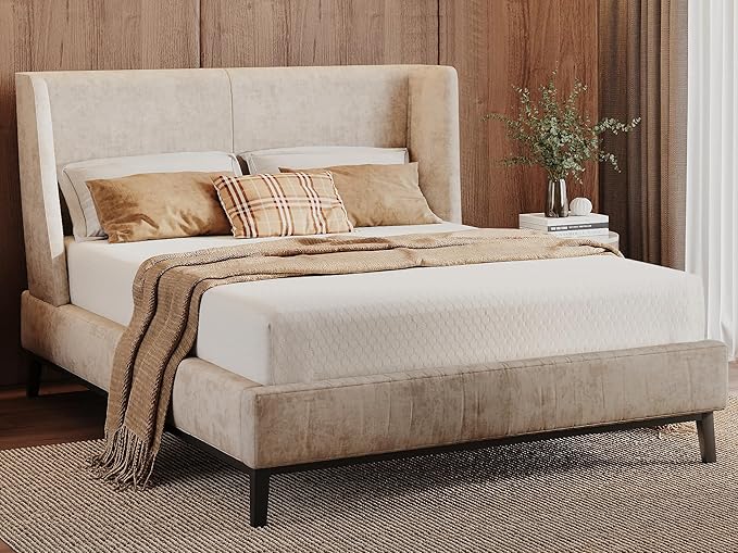 Queen Size 8-Inch Gel Memory Foam Mattress, Comfortable with Pressure Relieving Ergonomic Support, Breathable Soft Fabric Cover, Fiberglass Free, Mattress in a Box