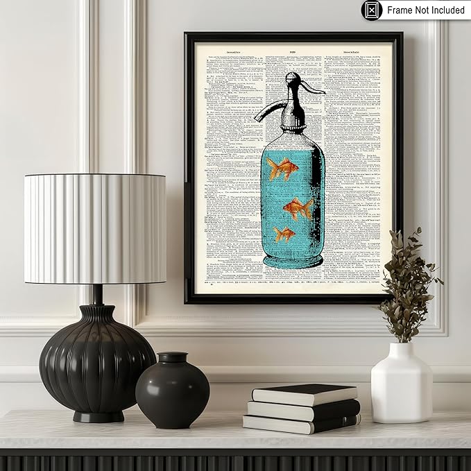 Poster Master Dictionary Art Poster - Goldfish Bowl Print - Fish Art - Aquarium Art - Gift for Men, Women & Animal Lover - Minimal Decor for Living Room, Bathroom or Office, 18x24 Unframed Wall Art