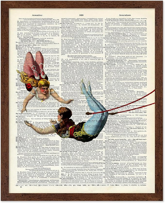 Poster Master Dictionary Art Poster - Acrobat Print - Circus Art - Entertainment Art - Gift for Men, Women & Performer - Chic Decor for Living Room, Bedroom, Dorm or Office, 8x10 Brown Framed