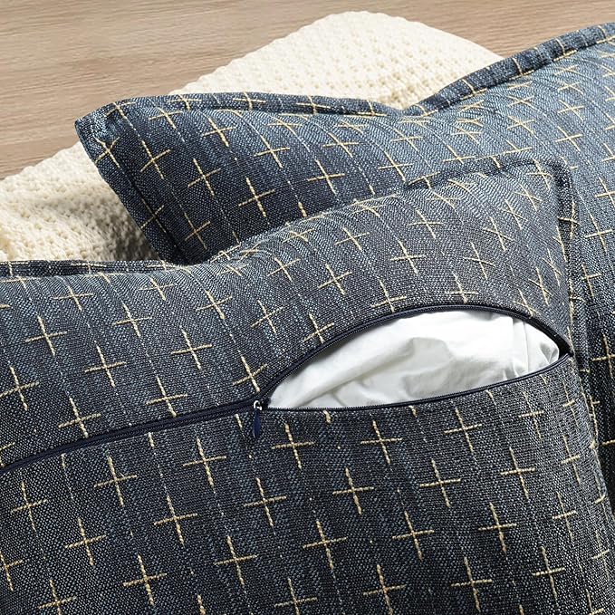 ZWJD Pillow Covers 16x16 Set of 2 Soft Polyester Textured Pillow Covers with Stylish Flange Edge Cozy Farmhouse Throw Pillows for Couch Bed Sofa Living Room