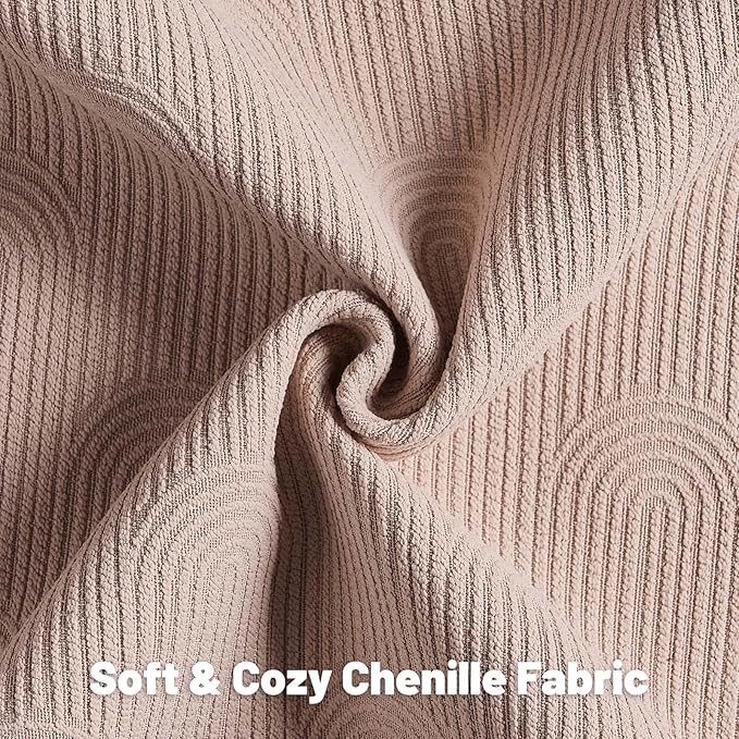 FUTEI Pink Chenille Decorative Throw Pillow Covers 20x20 Inch Set of 2,Soft Cozy Striped Geometric Patterns Cushion Case,Modern Home Decor for Couch Bed Living Room