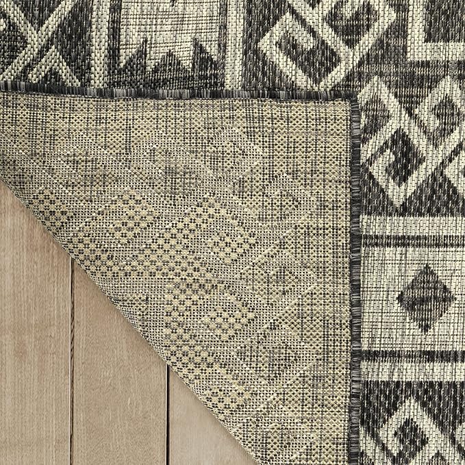 Antep Rugs Patio 8x10 Outdoor/Indoor Southwest Aztec Native Area Rug (Gray, 7'10" x 10')