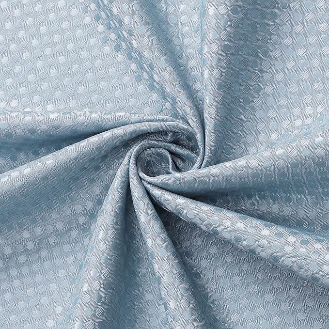 3 in 1 Stall Half Size Blue Shower Curtain Set-36 W x 72 H, Fog Blue Waffle Waterproof Fabric and PEVA Liner Set with Stainless Steel Hooks