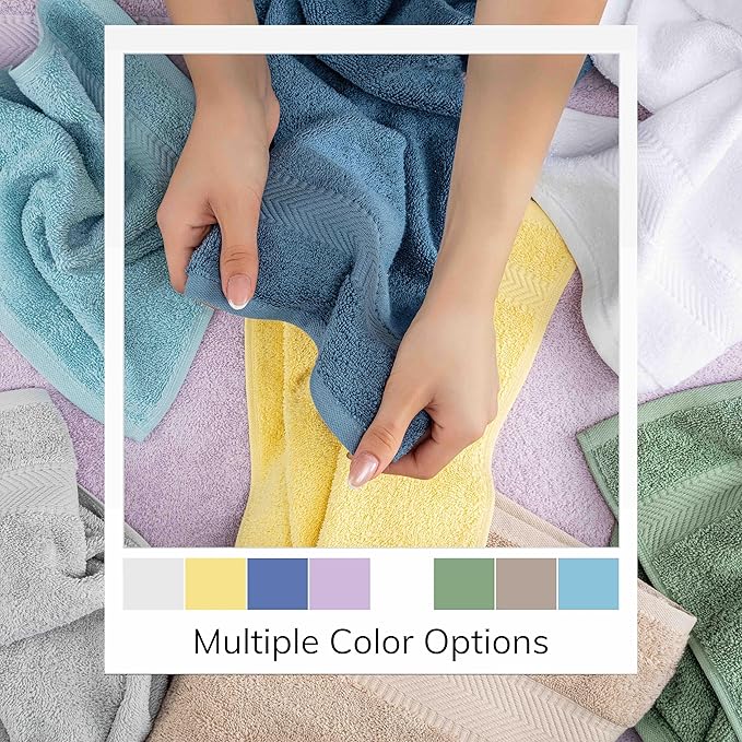 TEXTILOM 100% Turkish Cotton 4 Pcs Hand Towel Set, Luxury Hand Towels for Bathroom, Soft & Absorbent Bathroom Hand Towels Set (16 x 28 inches)- Light Grey