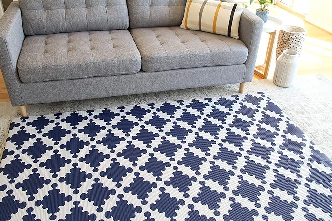 Cushmat Stylish Reversible Foam Play Mat (Large, Luxe Lite - Royal Blue Star) - Soft, Waterproof, Durable Play mat for Infants, Babies, Toddler, Kids & Grownup - 6.5ft x 4.5ft