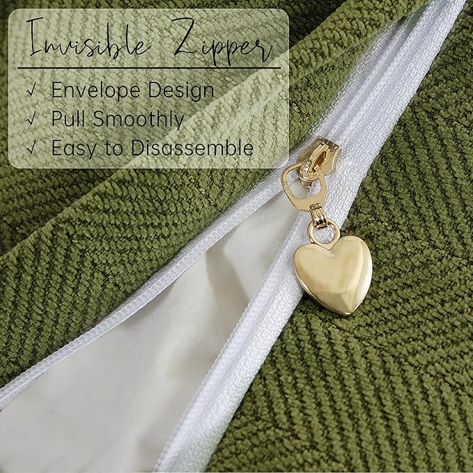 ZWJD Olive Green Pillow Covers 24x24 Set of 2 Chenille Throw Pillow Covers with Elegant Design Soft and Luxurious Decorative Throw Pillows for Couch, Bed, and Home Decor