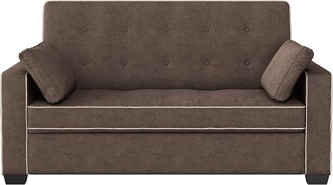 Serta Ainsley Loveseat with Pull Out Sleeper Microfiber Java Queen