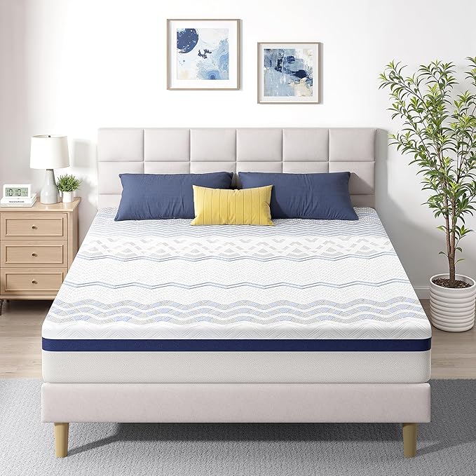 BedsPick 10 Inch Queen Gel Memory Foam Mattress in a Box, Medium-Firm Feel for Back Pain Relief, Fiberglass Free, Motion Isolation, CertiPUR-US Certified