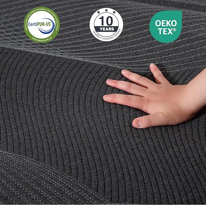Twin Mattress 8 Inch Charcoal Gel Memory Foam Mattress in a Box, CertiPUR-US Certified, Fiberglass Free Cooling Mattress, Twin Size Mattress for Kids, 75" × 38" × 8", Medium