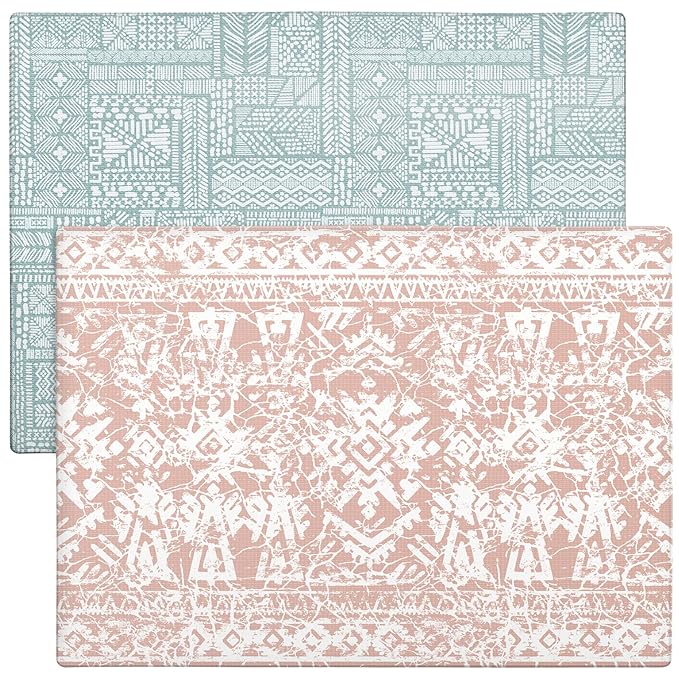 Cushmat Stylish Reversible Foam Play Mat (Large, Explorer - Coral Teal) - Soft, Waterproof, Durable Play mat for Infants, Babies, Toddler, Kids & Grownup - 6.5ft x 4.5ft