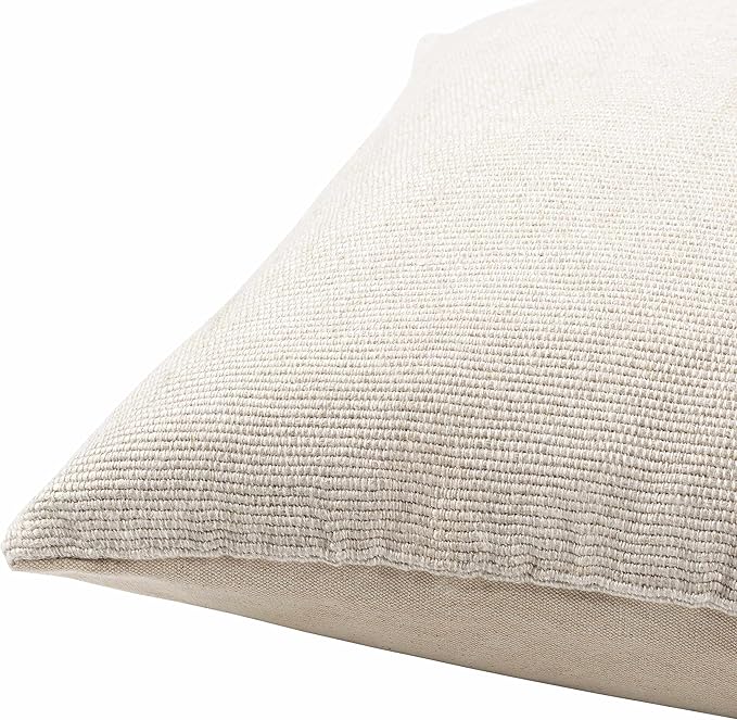Hauteloom Oaqui Decorative Throw Pillow - Sofa Couch Cushion Cover - Boho Farmhouse Square Pillow Cover - Viscose - Cream
