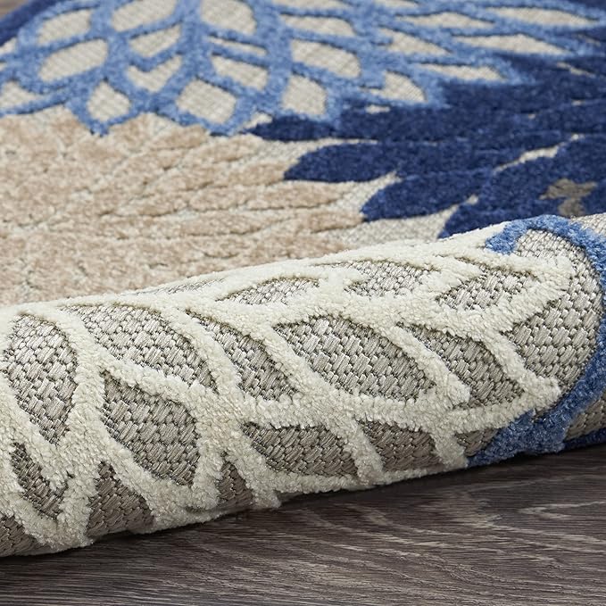 Nourison Aloha Indoor/Outdoor Blue/Multicolor 2'3" x 8' Area Rug, Tropical, Botanical, Easy Cleaning, Non Shedding, Bed Room, Living Room, Dining Room, Deck, Backyard, Patio (2x8)