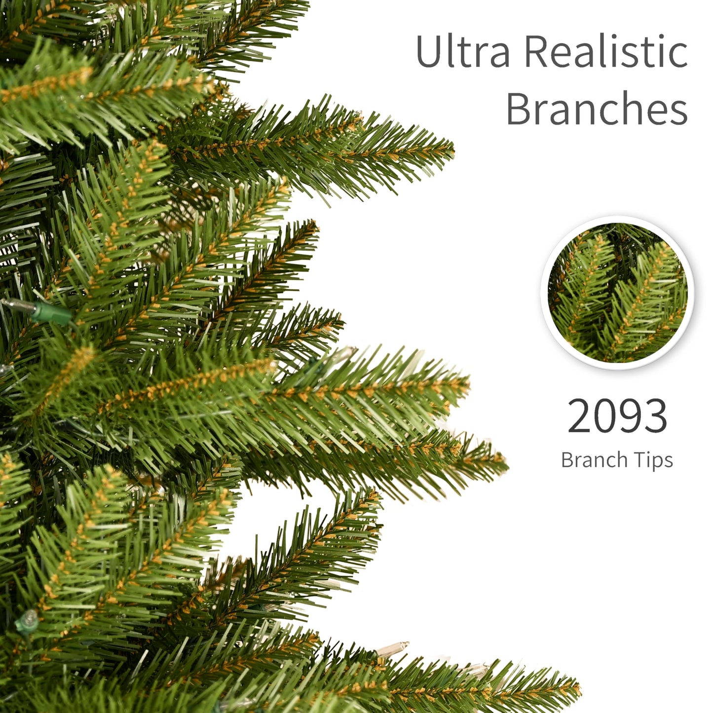 Puleo International 9ft Pre-Lit Slim Fraser Christmas Tree with 800 Clear Lights, 2093 Realistic Dense Branch Tips, Easy Setup Artificial Trees with Sturdy Metal Stand