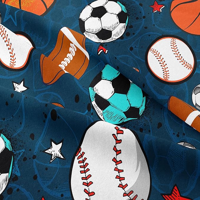 Tailor Shop Sports Boys Comforter Sets Full Size,Sports Bedding Sets for Boys Kids Teens Football Basketball Baseball Ball with 2 Pillowcase……