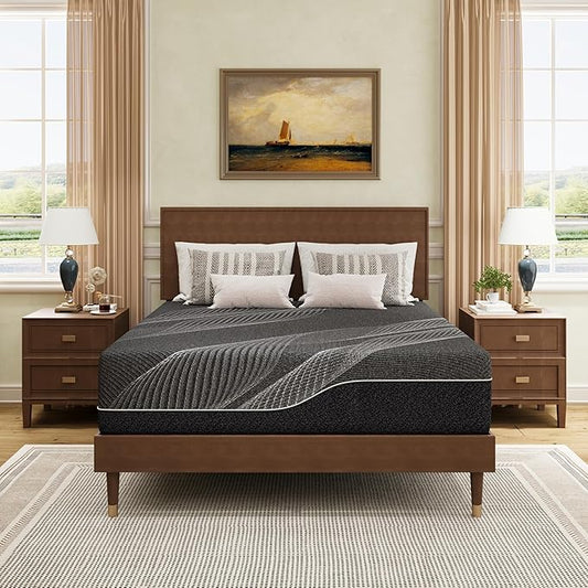 Queen Mattress 14 Inch Charcoal Memory Foam in a Box, CertiPUR-US Certified, Fiberglass Free, Gel Double Mattress, Made in The USA of US Foam, 80" × 60" × 14", Medium