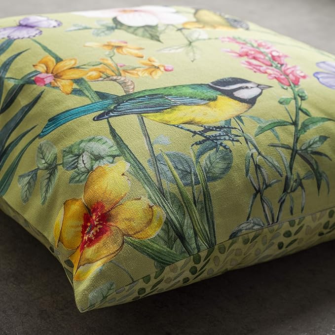 Maison d' Hermine Decorative Pillow Covers 18 x 18 Inch Square 100% Cotton Throw Pillow Covers with Invisible Zipper for Living Room Couch, Chair, Sofas, Bedroom, Home (Hesperides - Oiseaux)