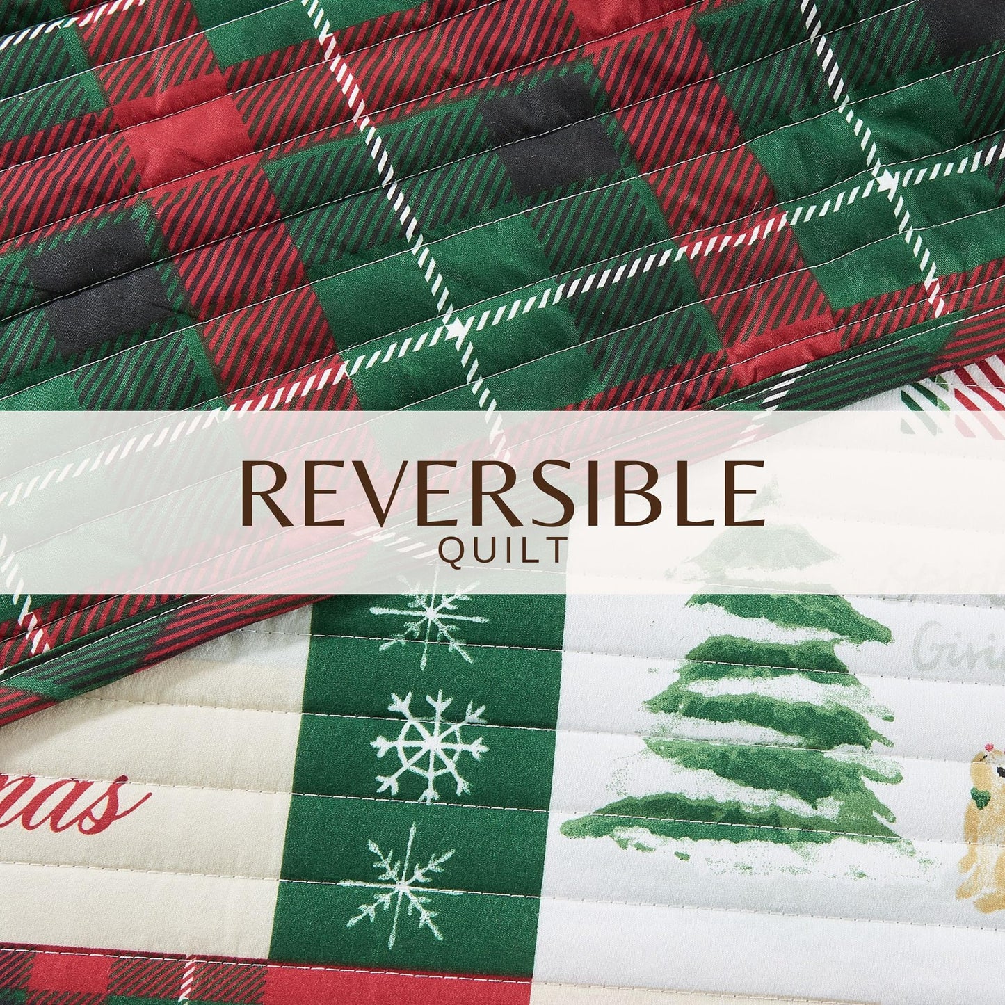 Great Bay Home Twin Size Christmas Quilt Set with Shams - Vibrant, Cheerful, Christmas Prints - Reversible Holiday Seasonal Bedspread with Matching Shams (Twin/Twin XL, Holiday Patchwork)