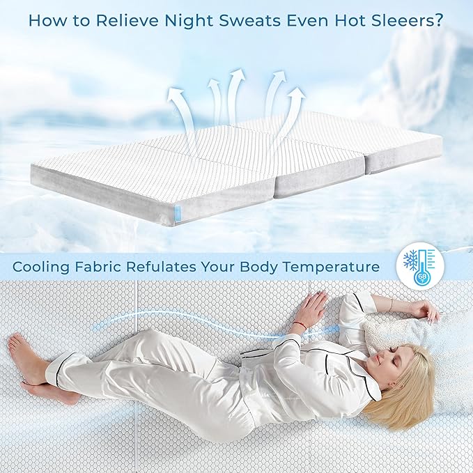 Odorless Foldable Mattress Full Size 75" x 54" x 4", 4 Inch Folding Foam Mattress with Storage Bag, Trifold Memory Foam Mattress for RV, Guest Bed