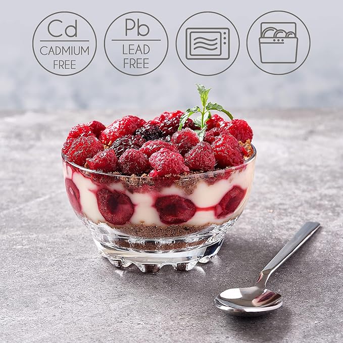 Volarium Glass Bowls Set for Kitchen Prep, Dessert, Snack, Fruit, or Nuts - 9.5 Ounce Capacity Dip Bowls, Set of 6, Premium Quality Clear