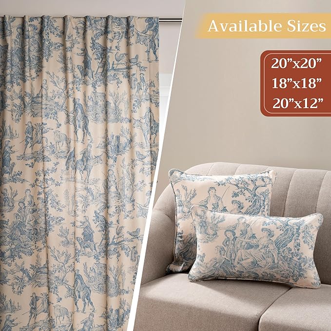 Maison d' Hermine Decorative Pillow Covers 20x20 Inch Square 100% Cotton Throw Pillow Covers with Invisible Zipper Cushion Case for Living Room Couch, Chair, Sofas, Bedroom, Home (The Miller - Blue)