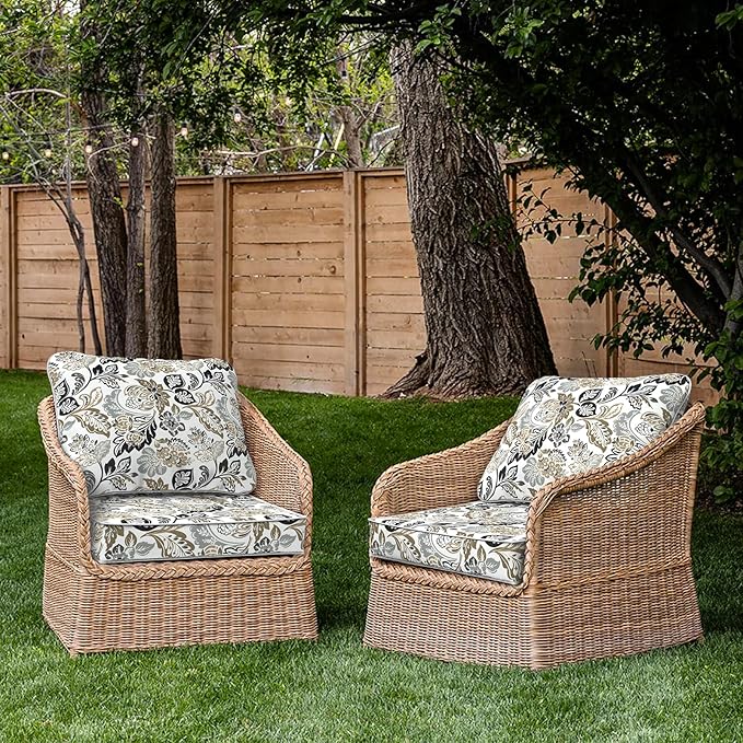 Outdoor Deep Seat Cushions Set 24 x 24 Inch for Patio Furniture,Water Resistant Chair Cushions Replacement Includes Seat Cushion & Back Pillow for Couch Sofa, Wicker Chair - Dailey Tan