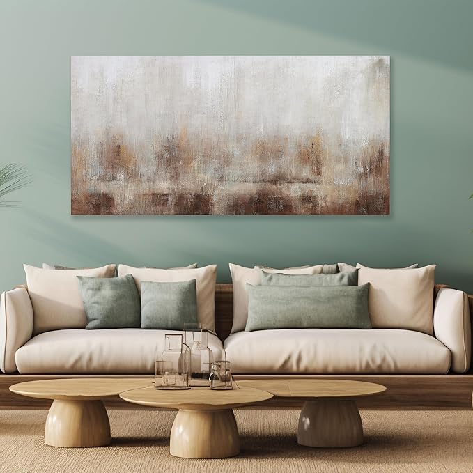 Abstract Wall Art Home Decor Wall Brown Canvas Print Wall Art Framed Modern Abstract Artwork for Living Room Bedroom Dining Room Home Office Decor 29"x58"