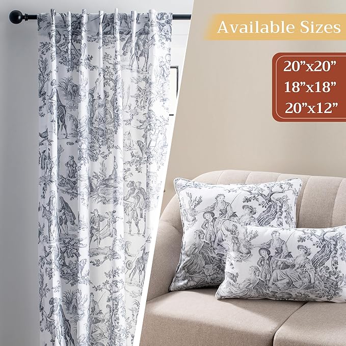 Maison d' Hermine Decorative Pillow Covers 12x20 Inch Rectangle 100% Cotton Throw Pillow Covers with Invisible Zipper for Couch, Chair, Sofas, Bedroom, Home (The Miller - Paloma Grey (White))