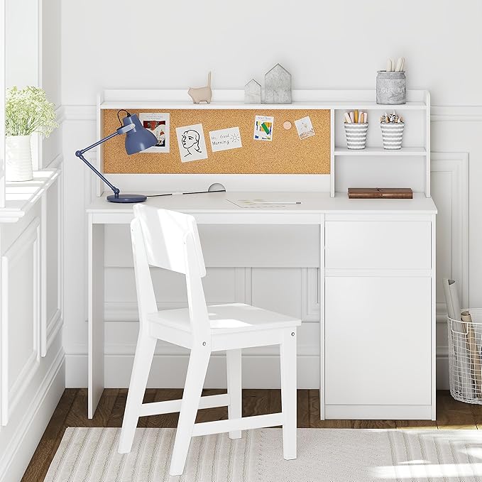 UTEX Kids Study Desk with Chair, Kids Desk and Chair Sets with Hutch and Storage Cabinet, Wooden Children Study Table, Student Writing Table Computer Workstation for 5-12 Years Old