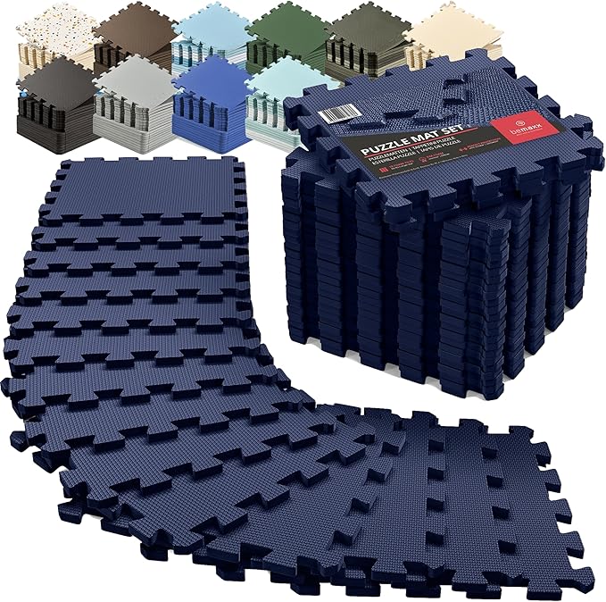 bemaxx Gym Mats Set - 18 pcs EVA Interlocking Foam Floor Tiles (12.6"x12.6"x0.4") 18sqft Protective Gym Flooring Sports Home Workout Exercise Mats Puzzle Garage Fitness Play-Room Garage Pool Treadmill