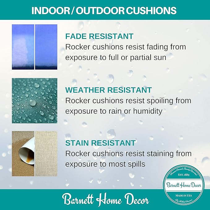 Rave Sand Neutral Porch Rocker Cushion Set - Small - Indoor-Outdoor: Fade Resistant, Weatherproof - Latex Foam Filled Rocking Chair Seat Cushion & Backrest Pad Set - Solid Color