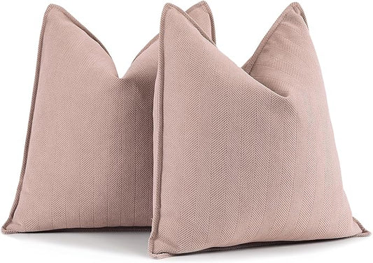 ZWJD Dusty Pink Pillow Covers 24x24 Set of 2 Chenille Throw Pillow Covers with Elegant Design Soft and Luxurious Decorative Throw Pillows for Couch, Bed, and Home Decor