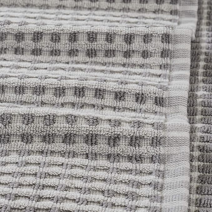 Modern Threads 6-Piece 100% Combed Cotton Yarn Dyed Cobblestone Jacquard Towel Set Silver