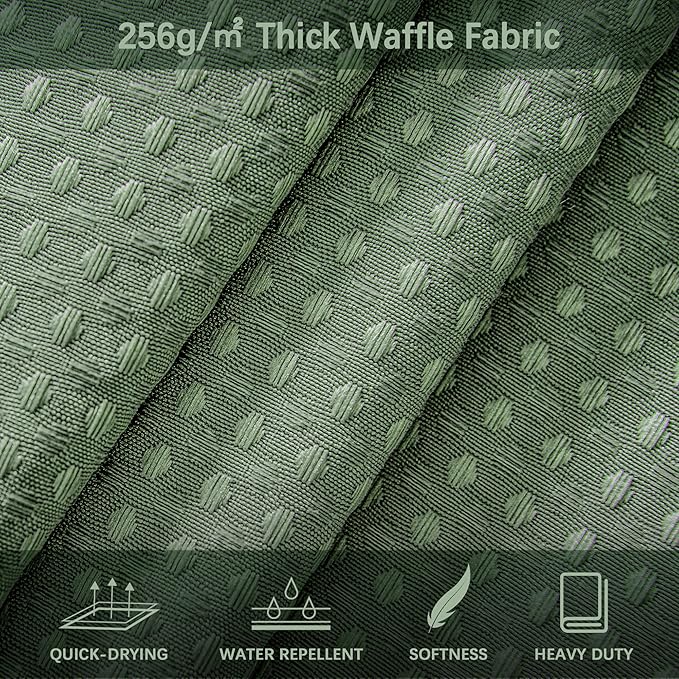 Green Stall Shower Curtain Waffle Weave Fabric, Luxury Waterproof 256GSM Heavy Duty Camper Shower Curtain for Travel Trailers with 6 Metal Hooks, 36Wx72H Sage Green