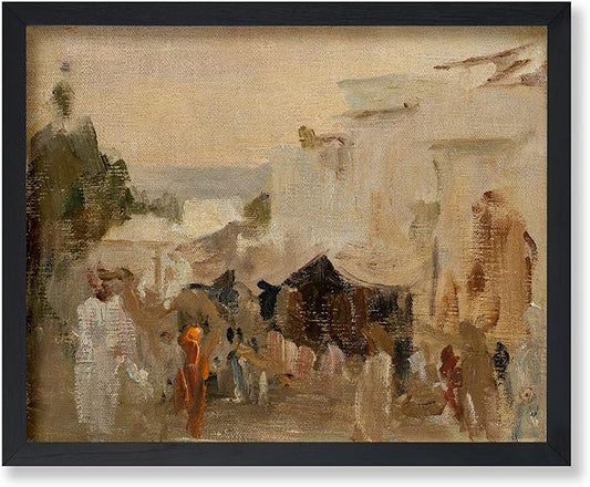Poster Master Vintage The Bazaar Painting Poster - Retro Street in Udaipur Print - India Art - Cityscape Art - Farmhouse Art - Abstract Art - Office or Living Room Wall Decor - 16x20 UNFRAMED Wall Art