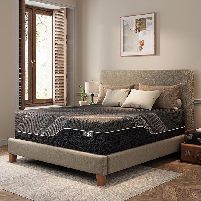 CH CHARME HOUSE 14 Inch Twin XL Mattress, Bamboo-Charcoal Memory Foam Mattress, Cooling & Pressure Relief, Bed in a Box, Foam Made in USA & CertiPUR-US Certified, 38"x80"x14", Black