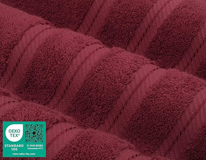 American Soft Linen Luxury 6 Piece Towel Set, 2 Bath Towels 2 Hand Towel 2 Washcloths, 600 GSM 100% Cotton Turkish Towels for Bathroom, Bordeaux Red Towel Sets